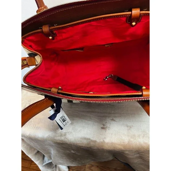 Dooney & Bourke Natural Leather Canvas XLG Wilson Travel Zebra Tote HandbagNWT - Picture 13 of 15